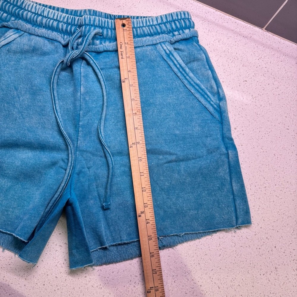 Zenana Teal Blue Casual Shorts with Elastic Waistband and Drawstring NWOT - Picture 5 of 11